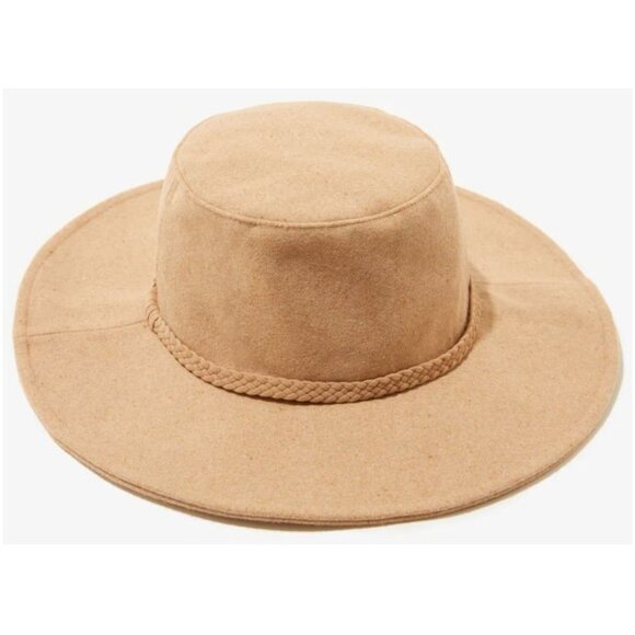 ASN Accessories - ASN Anthropologie Sun Hat Harper Tan Felt Soft Wool Blend Floppy Boho Floppy